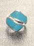 Blue Turquoise Ring - Sterling Silver - Turquoise Bypass Ring - Gemstone Crossing Ring - Turquoise Stone Ring - Framed Ring - Original Ring