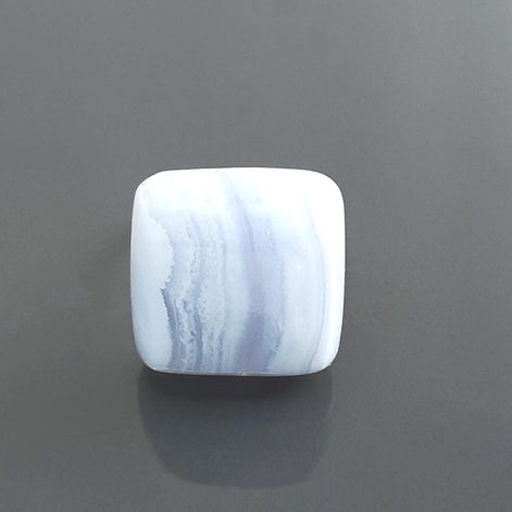 925 NATURAL Chalcedony Blue Square Ring Sterling Silver, Striped Stone, Modern Minimalist Geometric Lined Style, Designer Jewelry