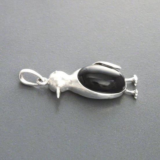 Penguin, Sterling Silver, Razorbill Auk Necklace Animal Jewelry Bird Pendant Dainty Jewelry Dainty Pendant Black Onyx Stone