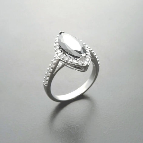 Black Marquise Ring, Sterling Silver, Black and White Lab Diamonds simulant (CZ), Engagement Ring, Modern Marquise Ring, Valentines Day Gift