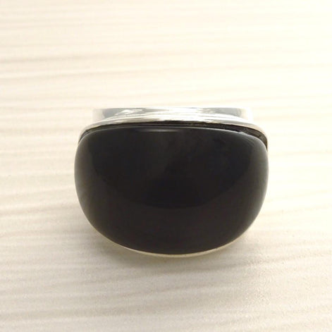Large Onyx Ring Sterling Silver 925 • Wide Black Stone Band • Comfortable Modern Jewelry