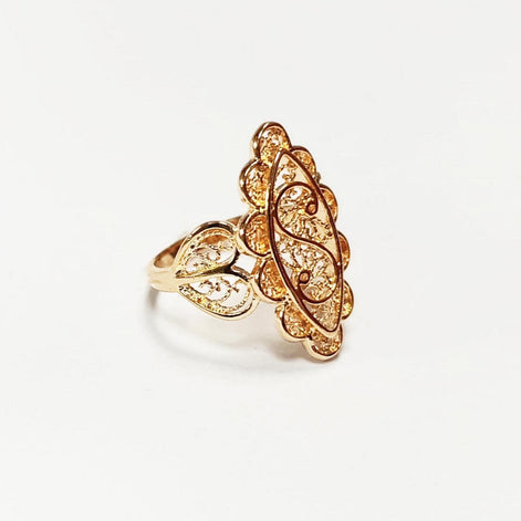 Marquise Filigree Ring • 18K Gold Plated • Art Deco Lace-Inspired Design • Vintage Floral Filigree Glam Jewelry • Statement Gift for Woman