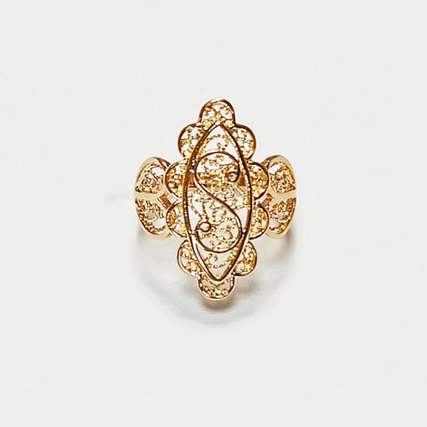 Marquise Filigree Ring • 18K Gold Plated • Art Deco Lace-Inspired Design • Vintage Floral Filigree Glam Jewelry • Statement Gift for Woman