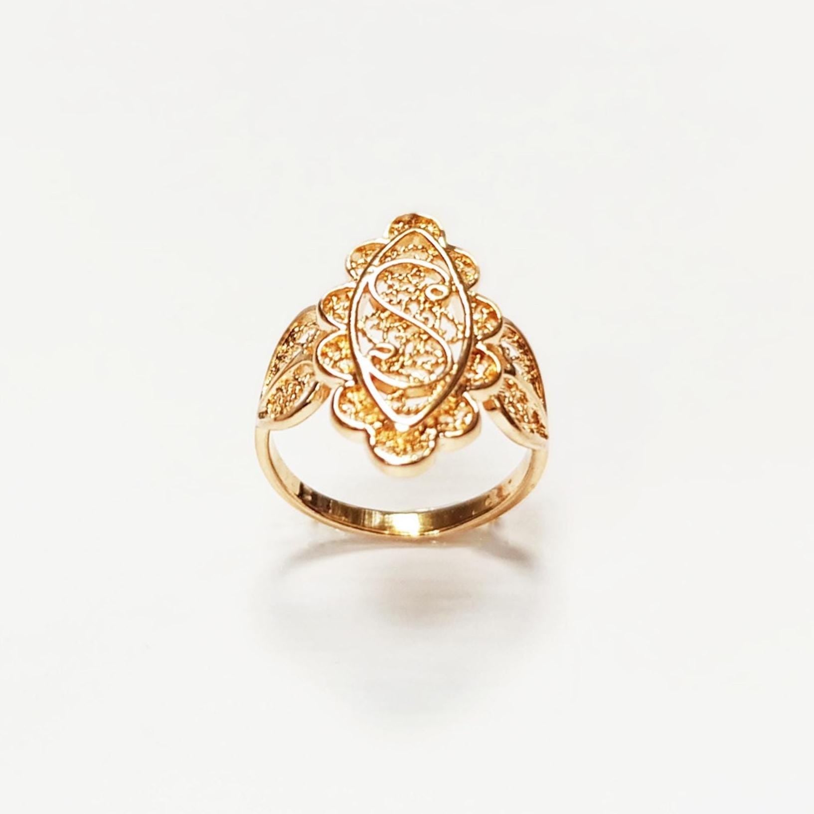Marquise Filigree Ring • 18K Gold Plated • Art Deco Lace-Inspired Design • Vintage Floral Filigree Glam Jewelry • Statement Gift for Woman