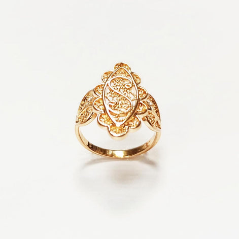 Marquise Filigree Ring • 18K Gold Plated • Art Deco Lace-Inspired Design • Vintage Floral Filigree Glam Jewelry • Statement Gift for Woman