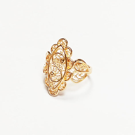 Marquise Filigree Ring • 18K Gold Plated • Art Deco Lace-Inspired Design • Vintage Floral Filigree Glam Jewelry • Statement Gift for Woman