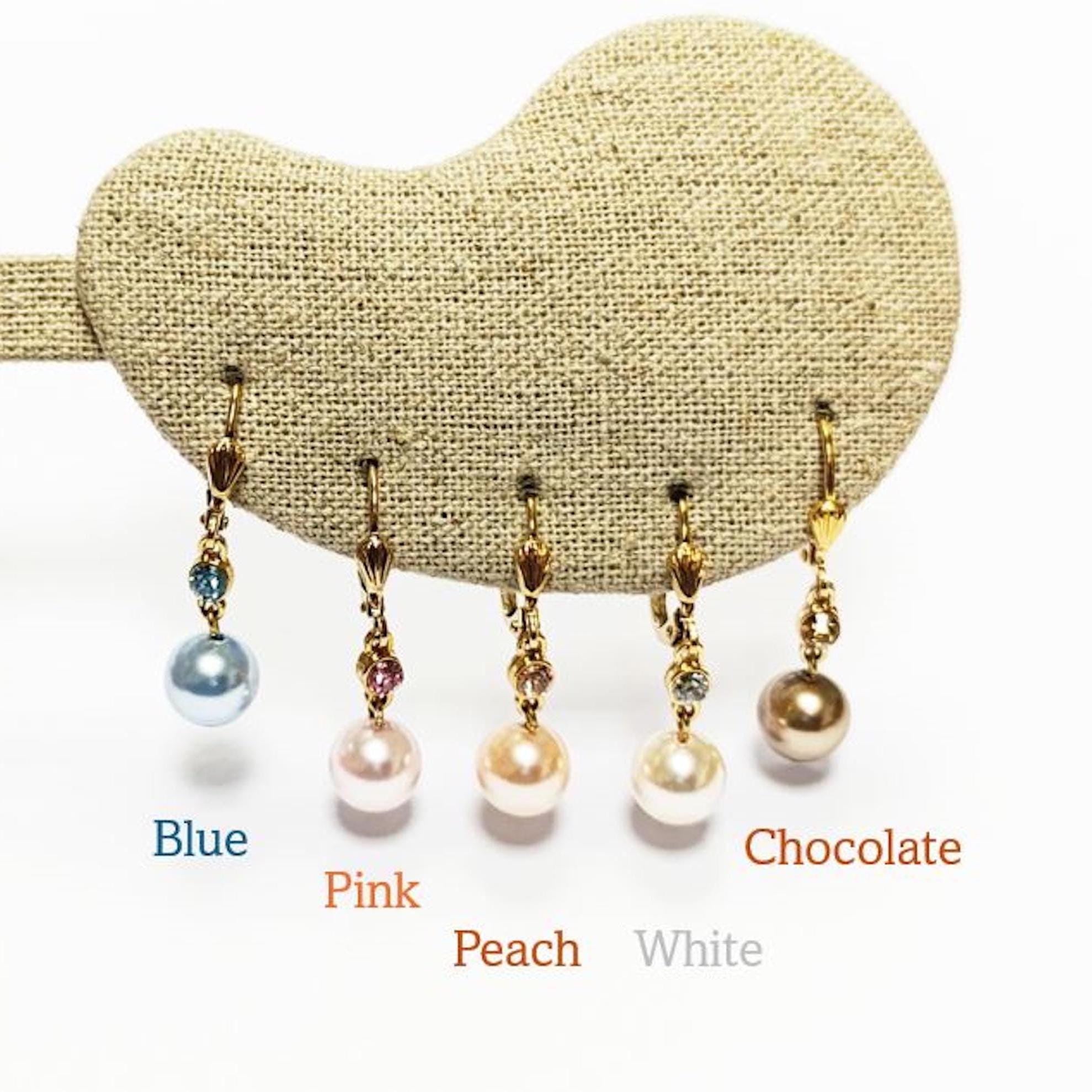 Drop Color Pearl Earrings • Elegant Pearl Dangle 18K Gold Plated Earrings with Cz stones in Multiple Colors • Perfect Jewelry Gift for Her