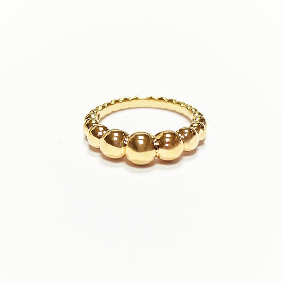 Beaded Ball Gold Ring • Gold Plated 18K • Modern Textured Balls Bead Band • Stackable Minimalist Geometric Jewelry • Elegant for Daily Wear