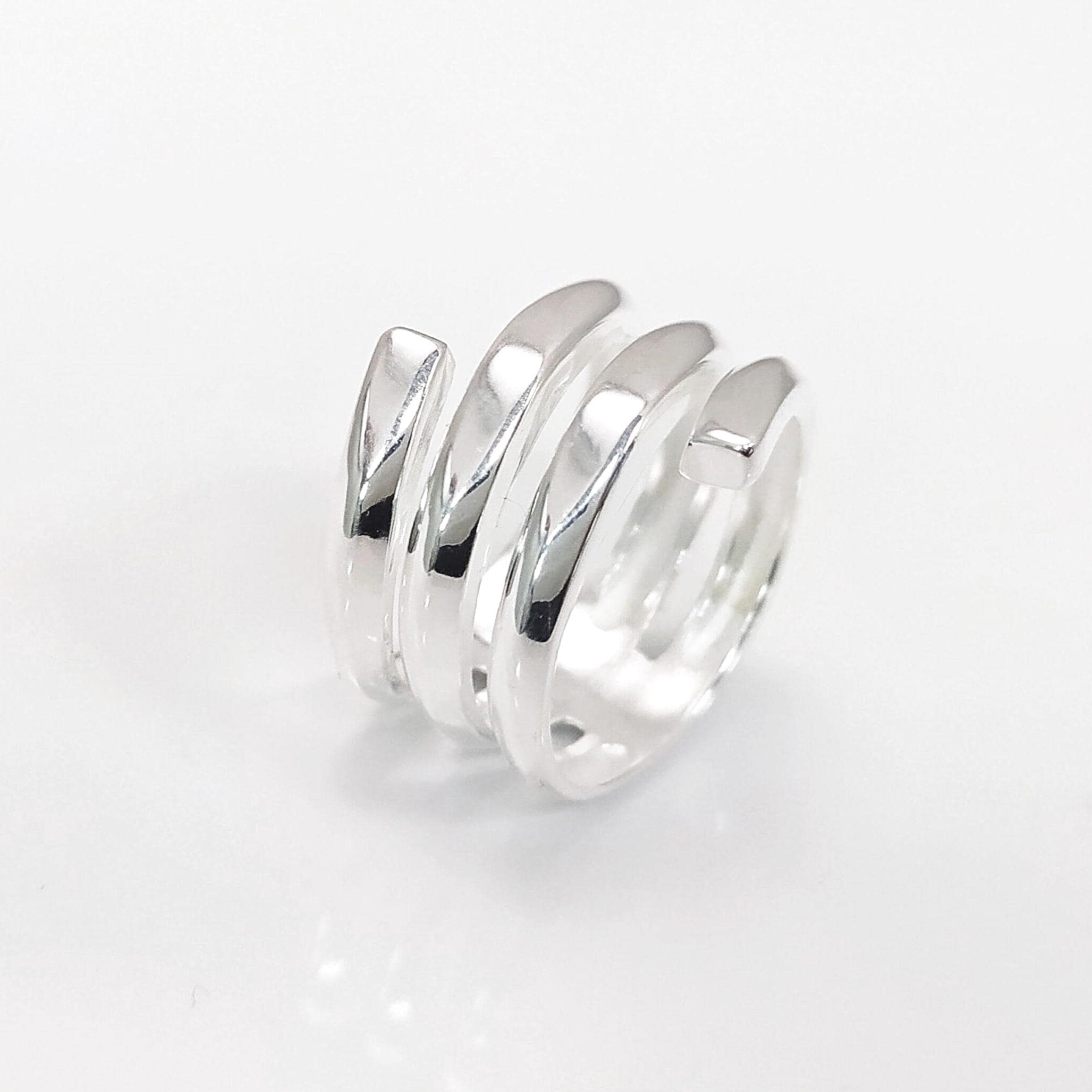 Infinity Wrap Ring, Sterling Silver, Coiled Ring, Bypass Ring, Cuff Ring, Spring Ring, Spiral Ring, Wrapped Ring, Open Ring, Wide Large Ring