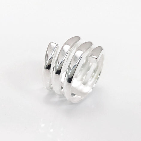 Infinity Wrap Ring, Sterling Silver, Coiled Ring, Bypass Ring, Cuff Ring, Spring Ring, Spiral Ring, Wrapped Ring, Open Ring, Wide Large Ring