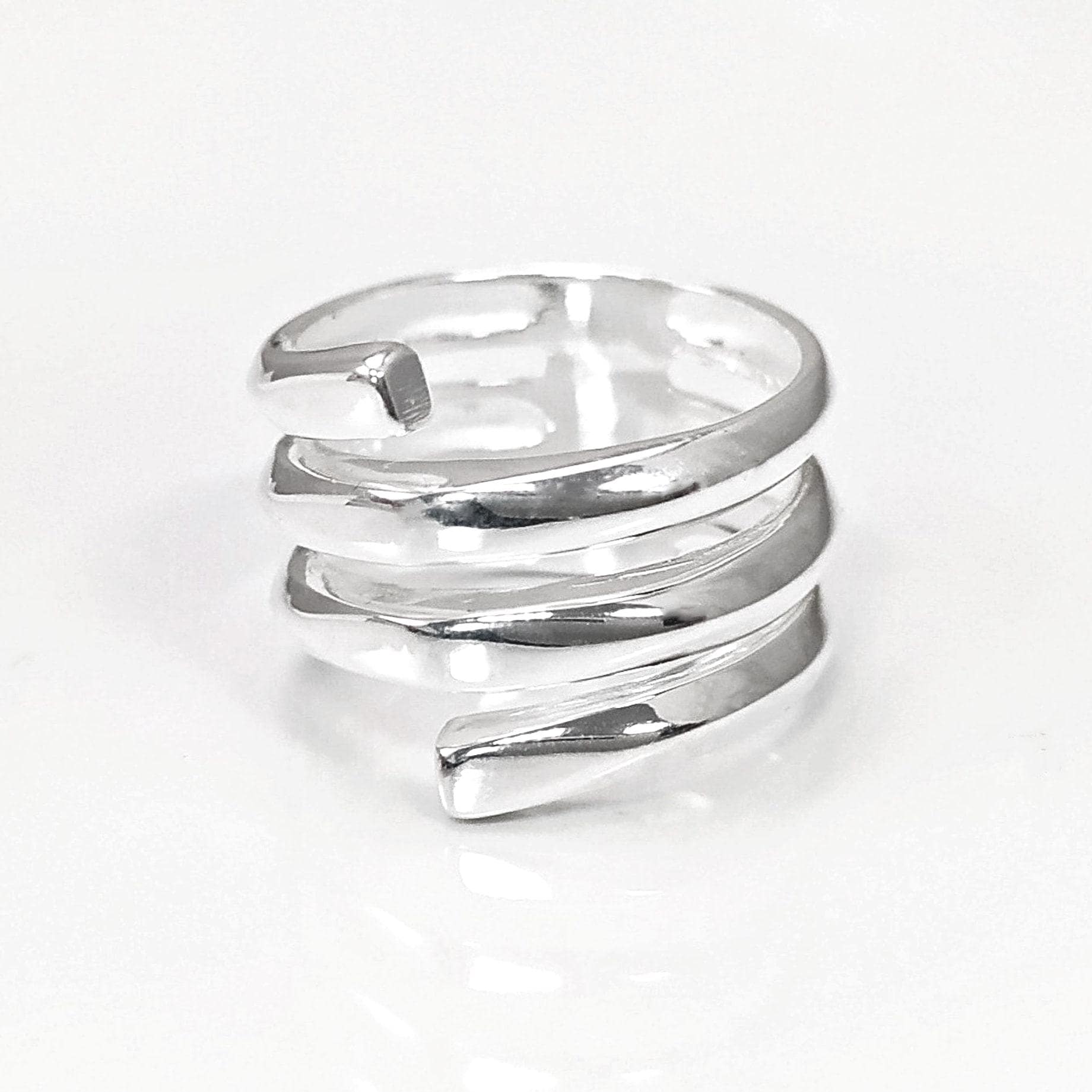 Infinity Wrap Ring, Sterling Silver, Coiled Ring, Bypass Ring, Cuff Ring, Spring Ring, Spiral Ring, Wrapped Ring, Open Ring, Wide Large Ring