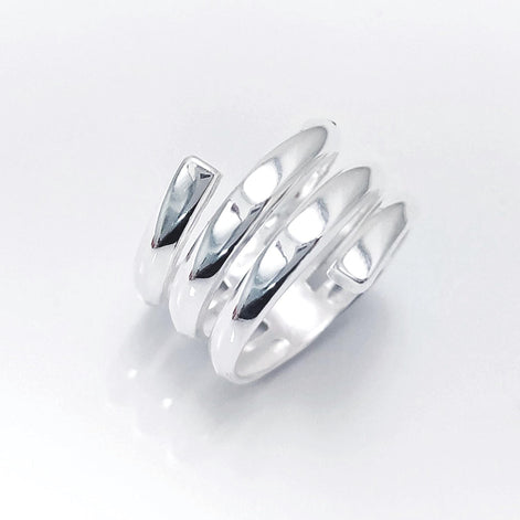 Infinity Wrap Ring, Sterling Silver, Coiled Ring, Bypass Ring, Cuff Ring, Spring Ring, Spiral Ring, Wrapped Ring, Open Ring, Wide Large Ring