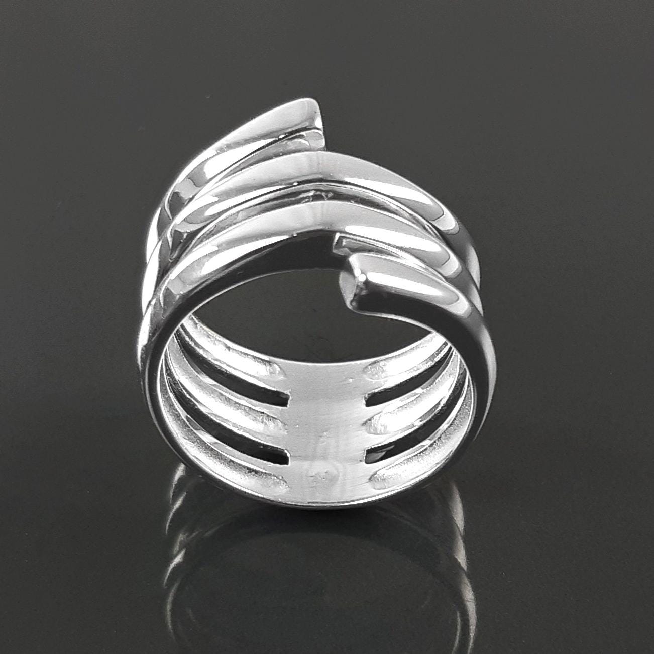 Infinity Wrap Ring, Sterling Silver, Coiled Ring, Bypass Ring, Cuff Ring, Spring Ring, Spiral Ring, Wrapped Ring, Open Ring, Wide Large Ring