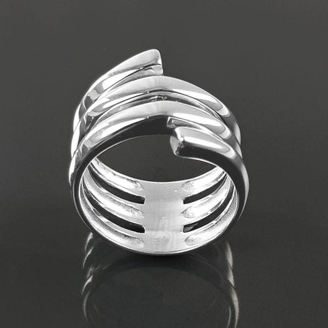 Infinity Wrap Ring, Sterling Silver, Coiled Ring, Bypass Ring, Cuff Ring, Spring Ring, Spiral Ring, Wrapped Ring, Open Ring, Wide Large Ring