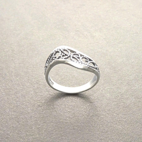 Oxidized Sterling Silver Filigree Ring, Boho Lace Design, Band Silver Jewelry