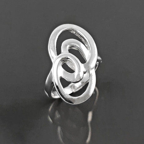 Sterling Silver Infinity Ring, Modern Minimalist Graphic Curl Jewelry