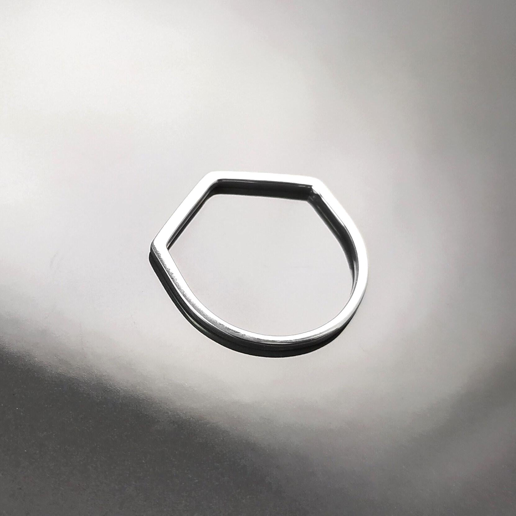 Minimalist Hexagon Ring • Simple Sterling Silver Stacking Band • Unisex Contemporary Geometric Shape Jewelry • Modern Gift for Women or Men