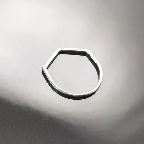 Minimalist Hexagon Ring • Simple Sterling Silver Stacking Band • Unisex Contemporary Geometric Shape Jewelry • Modern Gift for Women or Men