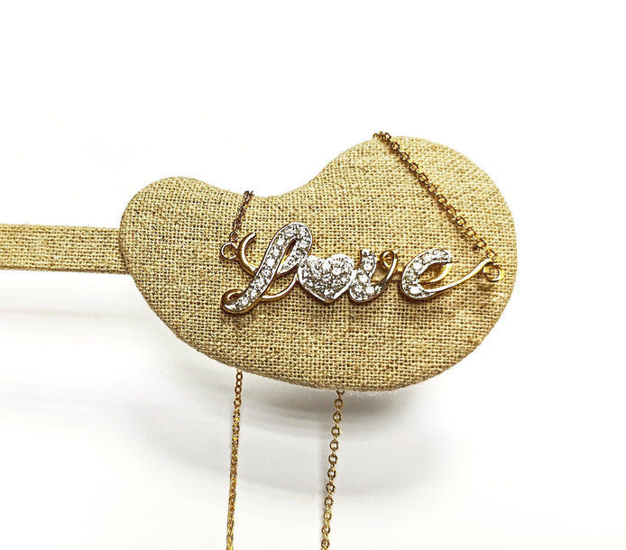 Gold Love Script Necklace, Romantic Gold-Plated Chain with Diamond Cz, Perfect Gift for Valentine's or Anniversary, for Girlfriend or Wife