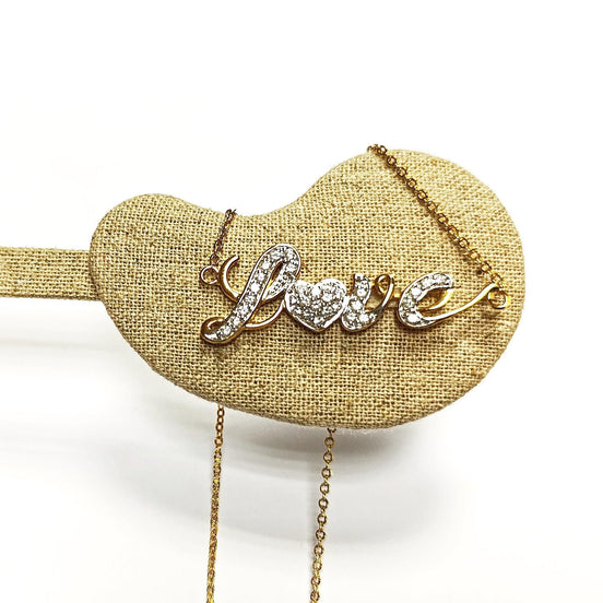 Gold Love Script Necklace, Romantic Gold-Plated Chain with Diamond Cz, Perfect Gift for Valentine's or Anniversary, for Girlfriend or Wife