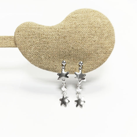 Trend Stars Earrings, Sterling Silver, Dangle Flat Star, Universe Cluster of Stars, Starry Constellation Jewelry, Cosmos Theme Shooting Star