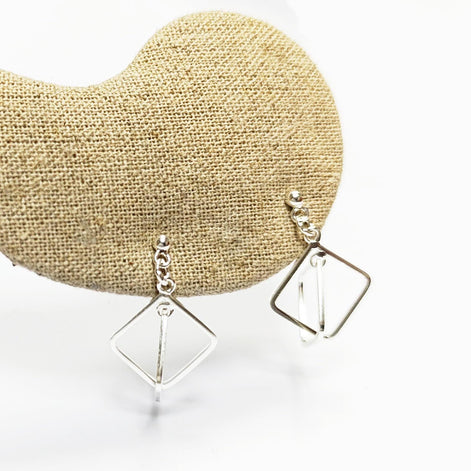 Sterling Silver Double Square Dangle Earrings • Modern Geometric Jewelry