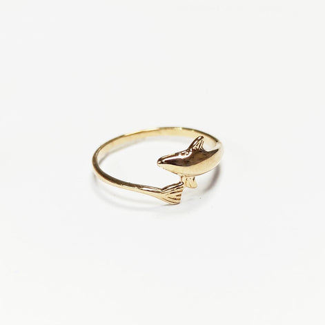 Dolphin Gold Ring • 18K Gold Plated • Ocean Marine Wildlife Fish Theme Band Ring • Sea Beach Lover Jewelry • Girls Unique Nautical Gift