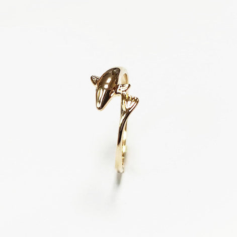 Dolphin Gold Ring • 18K Gold Plated • Ocean Marine Wildlife Fish Theme Band Ring • Sea Beach Lover Jewelry • Girls Unique Nautical Gift