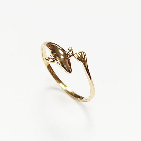Dolphin Gold Ring • 18K Gold Plated • Ocean Marine Wildlife Fish Theme Band Ring • Sea Beach Lover Jewelry • Girls Unique Nautical Gift