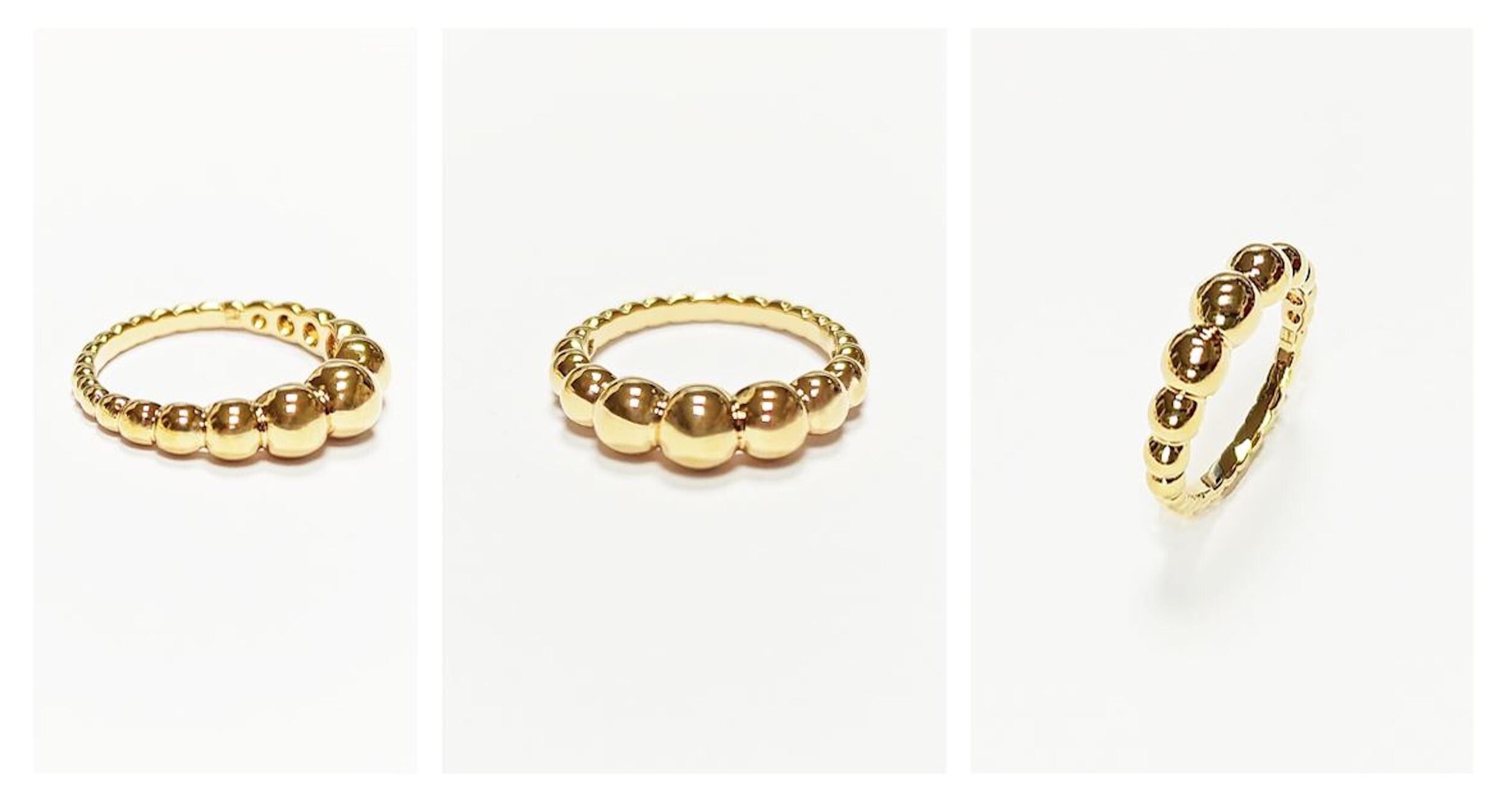 Beaded Ball Gold Ring • Gold Plated 18K • Modern Textured Balls Bead Band • Stackable Minimalist Geometric Jewelry • Elegant for Daily Wear