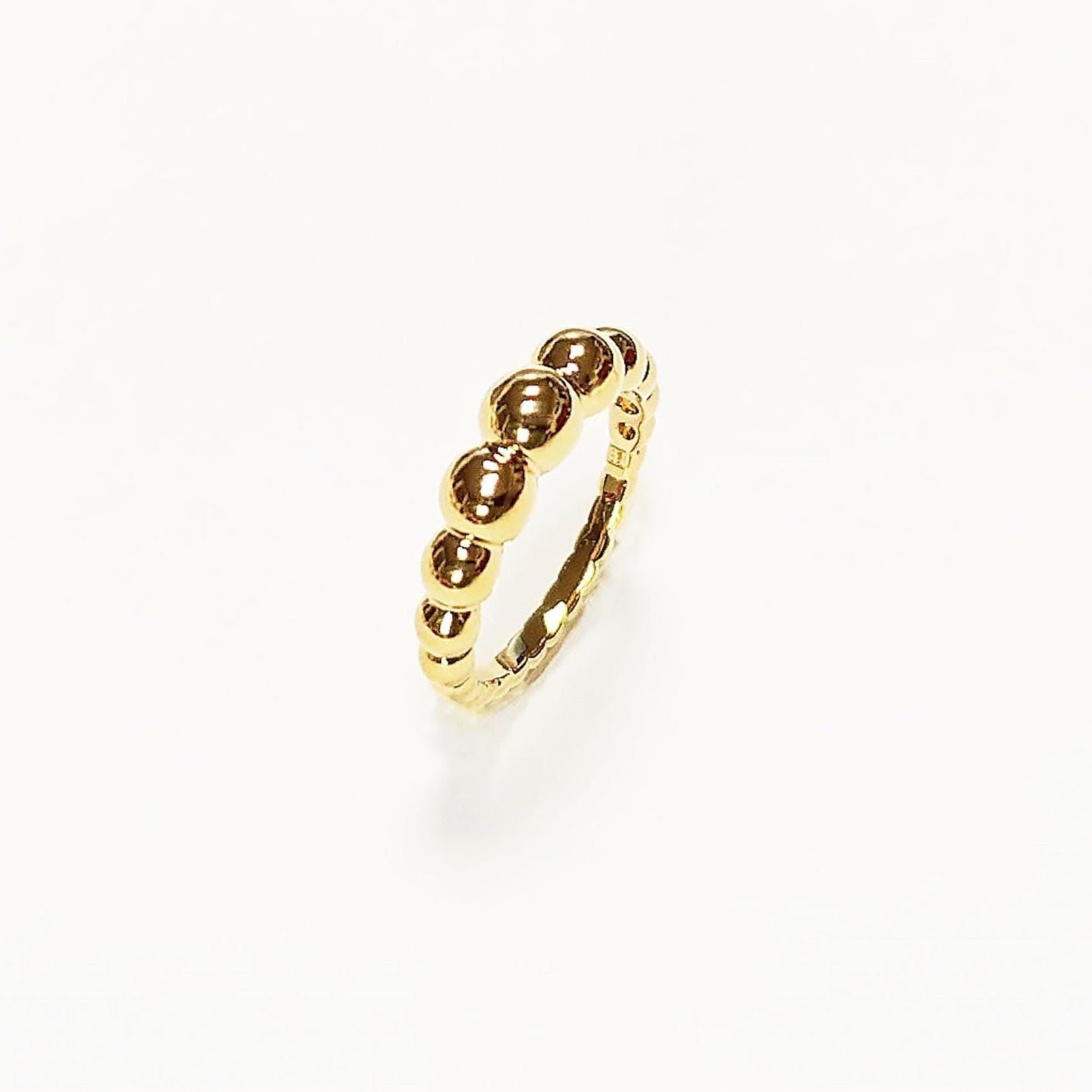 Beaded Ball Gold Ring • Gold Plated 18K • Modern Textured Balls Bead Band • Stackable Minimalist Geometric Jewelry • Elegant for Daily Wear