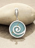 Turquoise Pendant, Sterling Silver, Blue Stone Pendant, Modern Geometric Round Spiral Pendant, Turquoise Gemstone Jewelry, Swirl Design