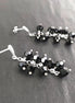Black dangle earrings, sterling silver, teardrop blackberry crystal cz stones grape earrings, dark blackberries bunch, modern jewelry