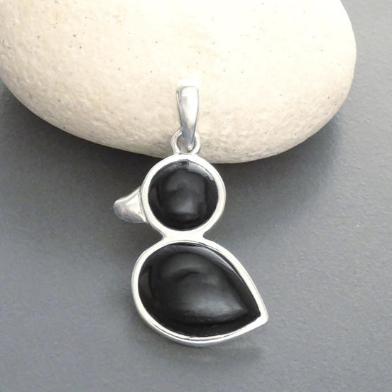 Birdy Pendant - Sterling Silver, Bird Pendant, Duck, Black Onyx, Dainty Jewelry, Dainty Pendant, Cute Necklace, Kawaii, Animals Jewelry