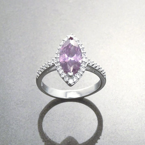 Amethyst Color Marquise Ring, Lab Diamonds Amethyst simulant (CZ), Sterling Silver Ring, Engagement Ring, Pave Cluster Ring, Valentines Day
