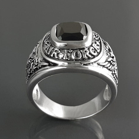 American Men Ring US Air Force Ring Sterling Silver 925 US Army Jewelry Black stone Ring Modern Mens Ring Man jewelry Gift Idea for him