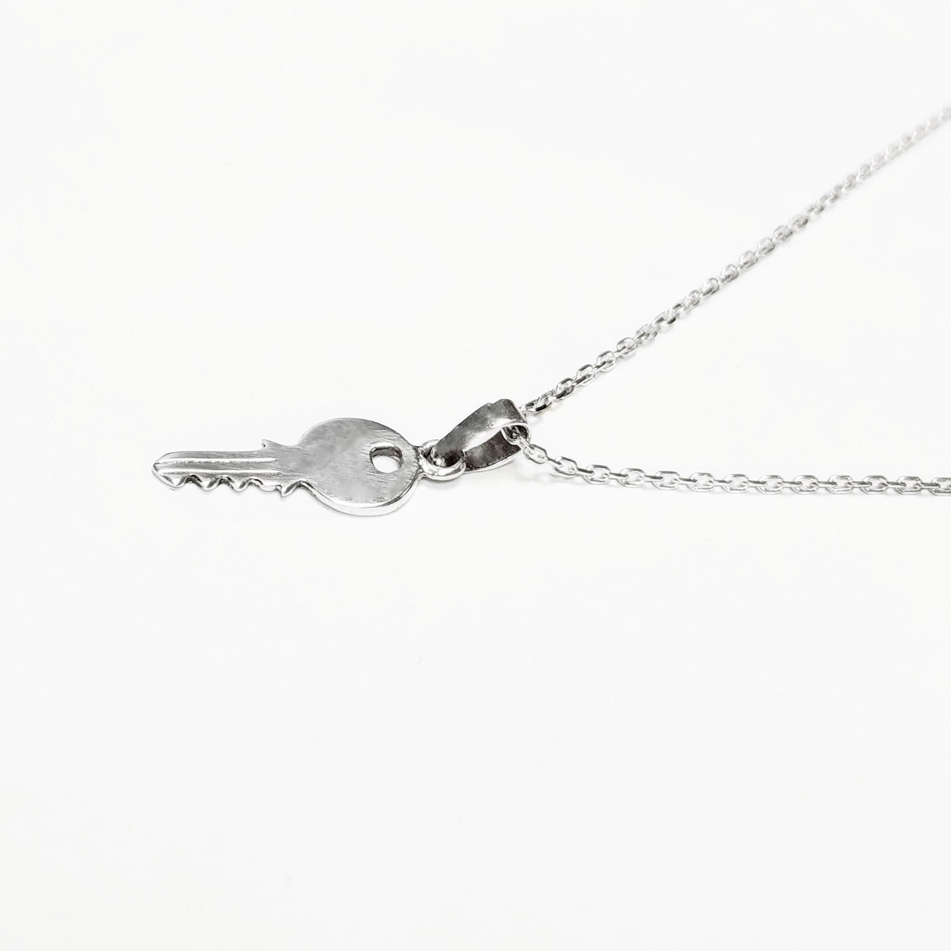 Modern KEY Pendant - Sterling Silver - Love KEY - Small jewelry, Promise Love symbol, Silver Key Charm, Silver Tiny Key Pendant