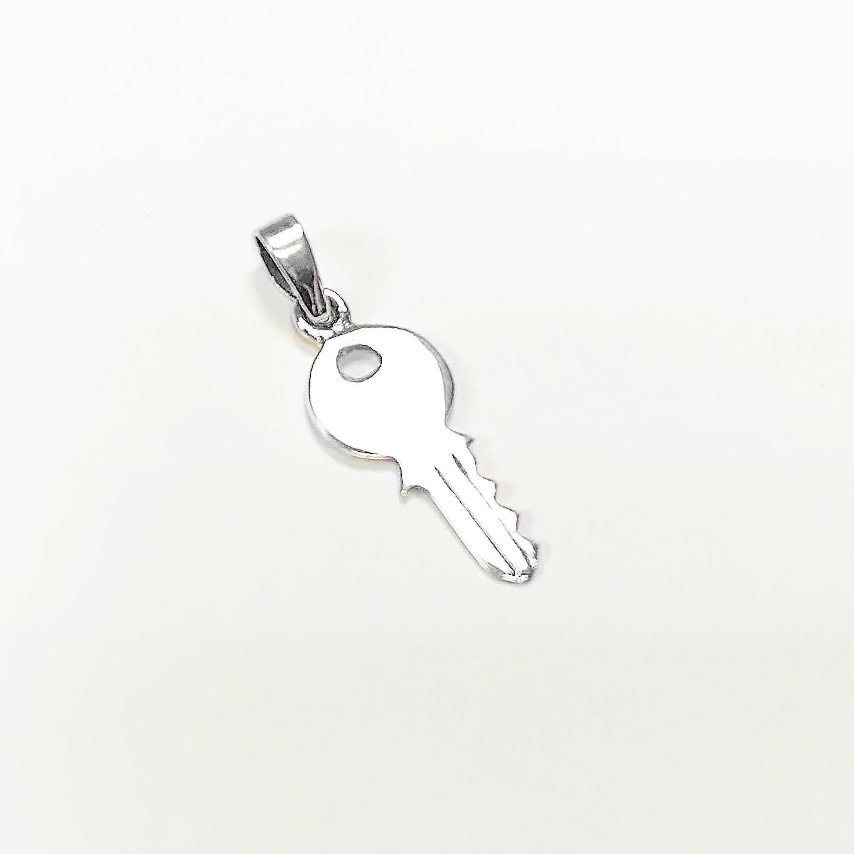 Modern KEY Pendant - Sterling Silver - Love KEY - Small jewelry, Promise Love symbol, Silver Key Charm, Silver Tiny Key Pendant