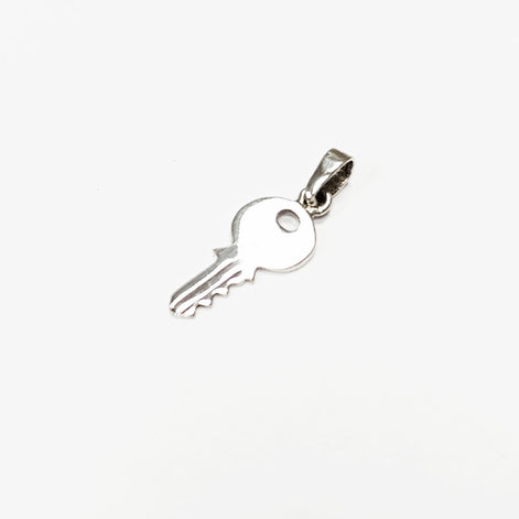 Modern KEY Pendant - Sterling Silver - Love KEY - Small jewelry, Promise Love symbol, Silver Key Charm, Silver Tiny Key Pendant
