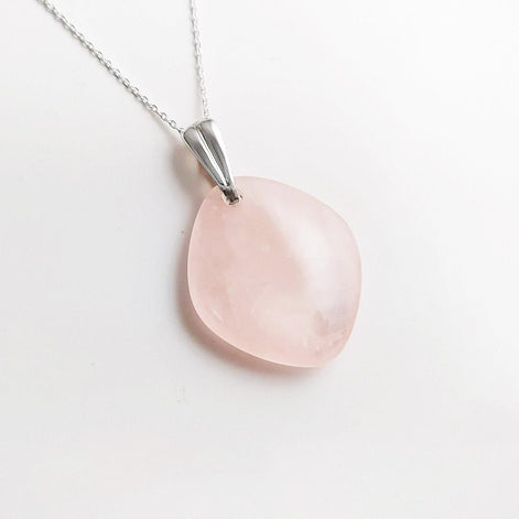 Genuine Oval Quartz PENDANT, Sterling Silver and Natural Rose Quartz Pendant, Veined Pink Stone, Gemstone Birthstone, Stunning Quartz.