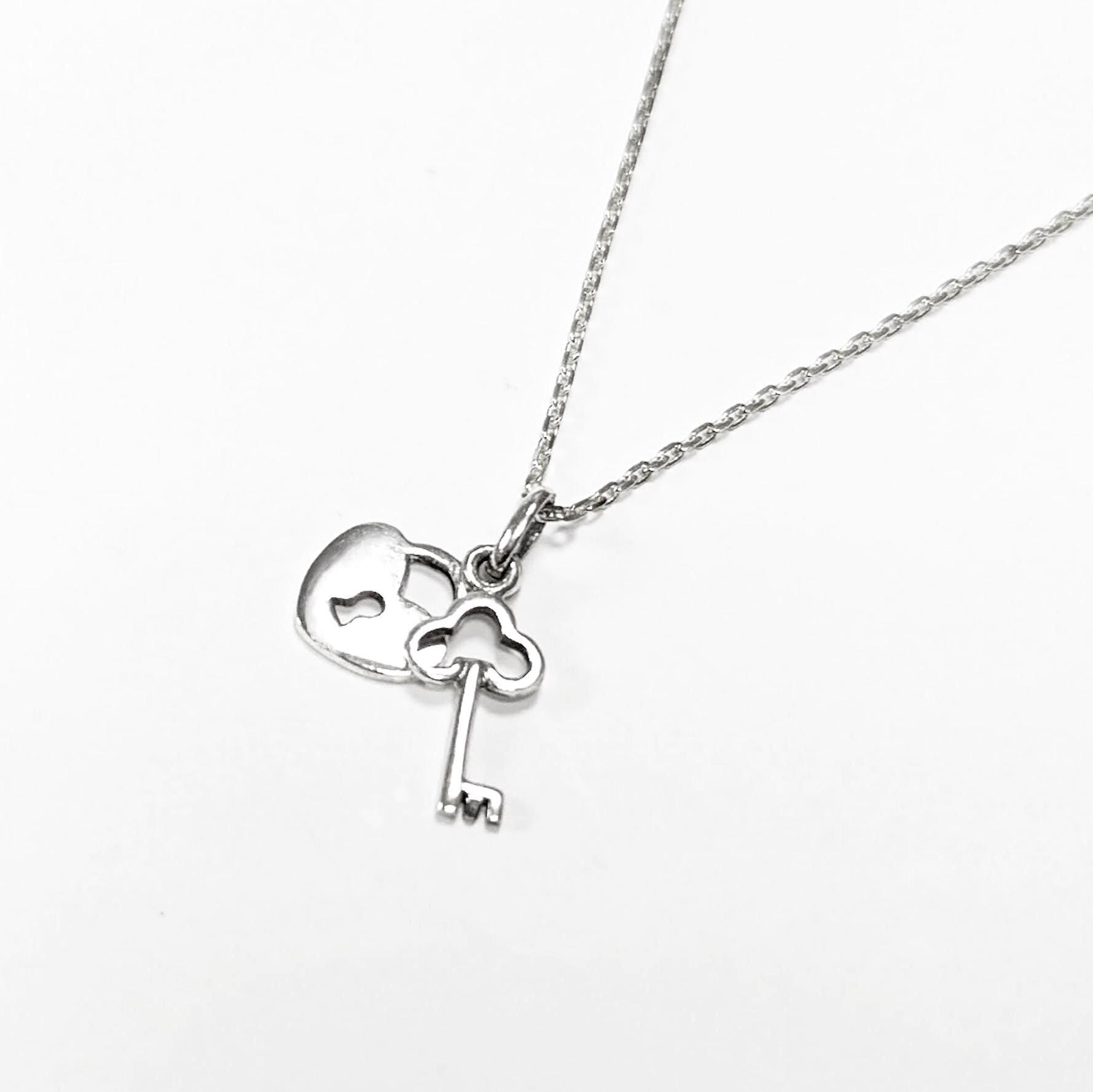 Sterling Silver Lock and Key Necklace • Romantic Love Jewelry