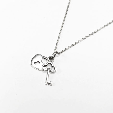Sterling Silver Lock and Key Necklace • Romantic Love Jewelry
