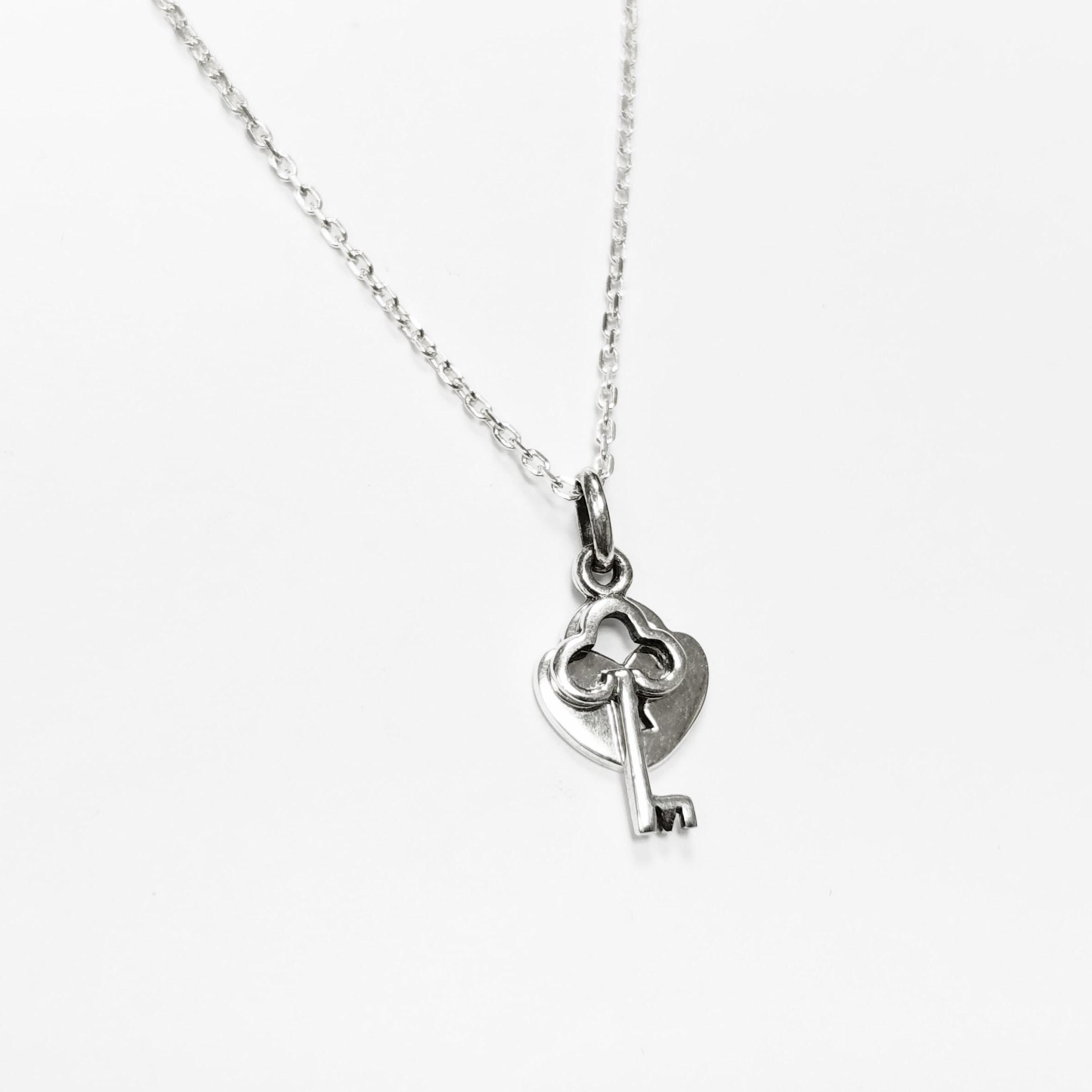 Sterling Silver Lock and Key Necklace • Romantic Love Jewelry