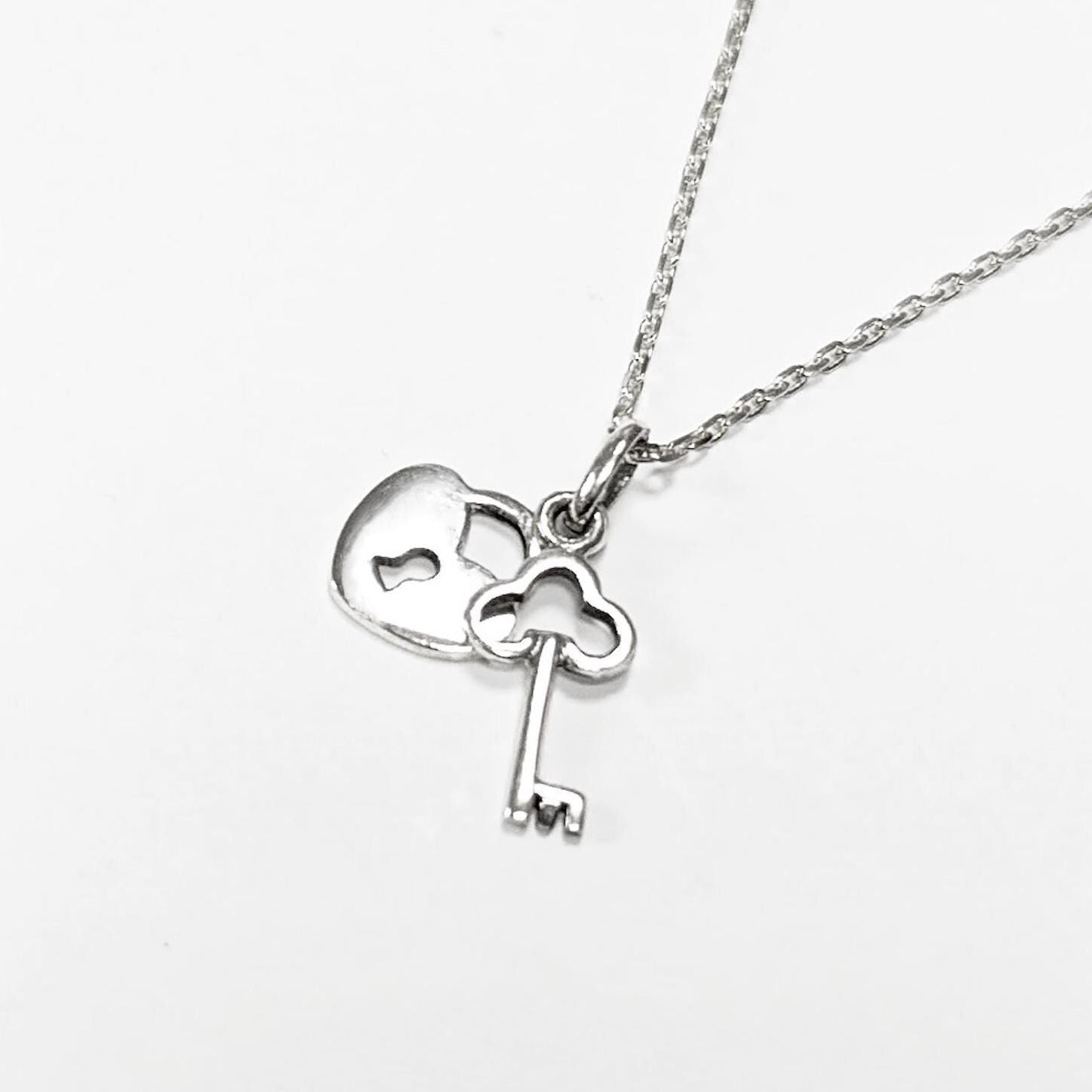 Sterling Silver Lock and Key Necklace • Romantic Love Jewelry