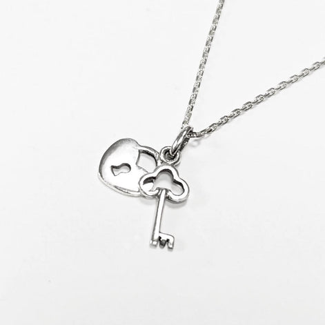 Sterling Silver Lock and Key Necklace • Romantic Love Jewelry