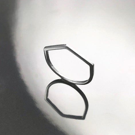 Minimalist Hexagon Ring • Simple Sterling Silver Stacking Band • Unisex Contemporary Geometric Shape Jewelry • Modern Gift for Women or Men