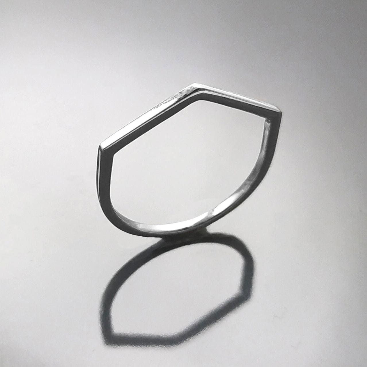 Minimalist Hexagon Ring • Simple Sterling Silver Stacking Band • Unisex Contemporary Geometric Shape Jewelry • Modern Gift for Women or Men