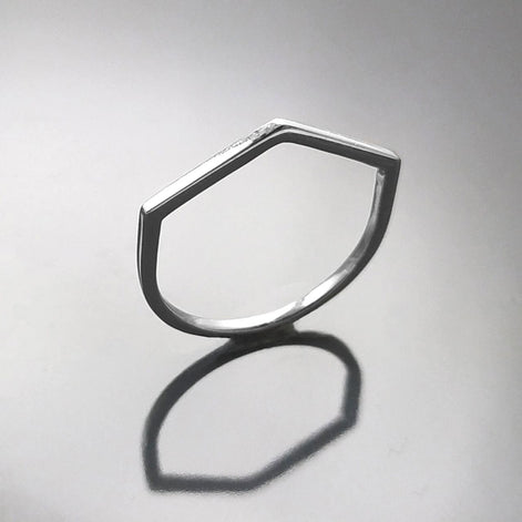 Minimalist Hexagon Ring • Simple Sterling Silver Stacking Band • Unisex Contemporary Geometric Shape Jewelry • Modern Gift for Women or Men