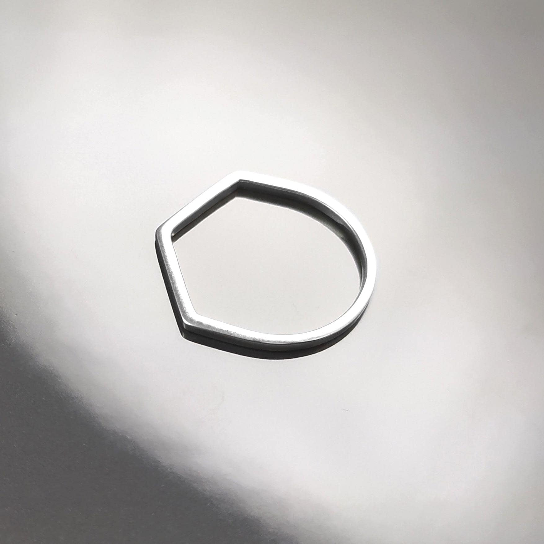 Minimalist Hexagon Ring • Simple Sterling Silver Stacking Band • Unisex Contemporary Geometric Shape Jewelry • Modern Gift for Women or Men