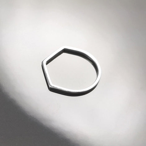 Minimalist Hexagon Ring • Simple Sterling Silver Stacking Band • Unisex Contemporary Geometric Shape Jewelry • Modern Gift for Women or Men